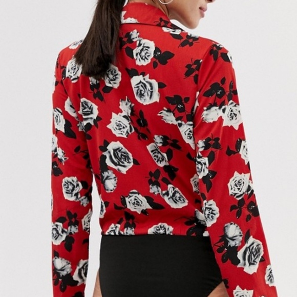 ASOS Parisian Floral Wrap Bodysuit - Picture 2 of 2